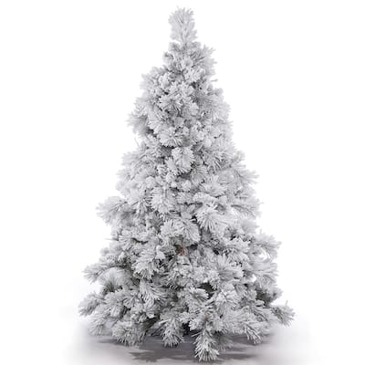 Vickerman Flocked White-on-Green PVC 6.5-foot Alberta Unlit Artificial Christmas Tree