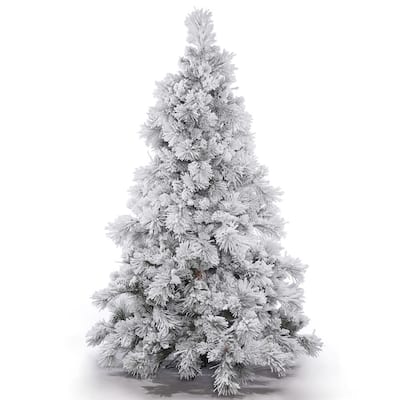 Vickerman Flocked White-on-green PVC 4.5-foot Alberta Unlit Artificial Christmas Tree