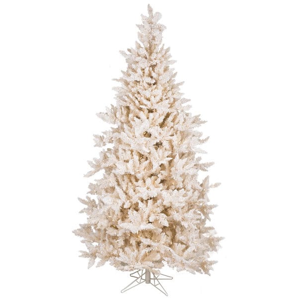 7.5' King Flock Artificial Christmas Tree with 800 Warm White LED Lights