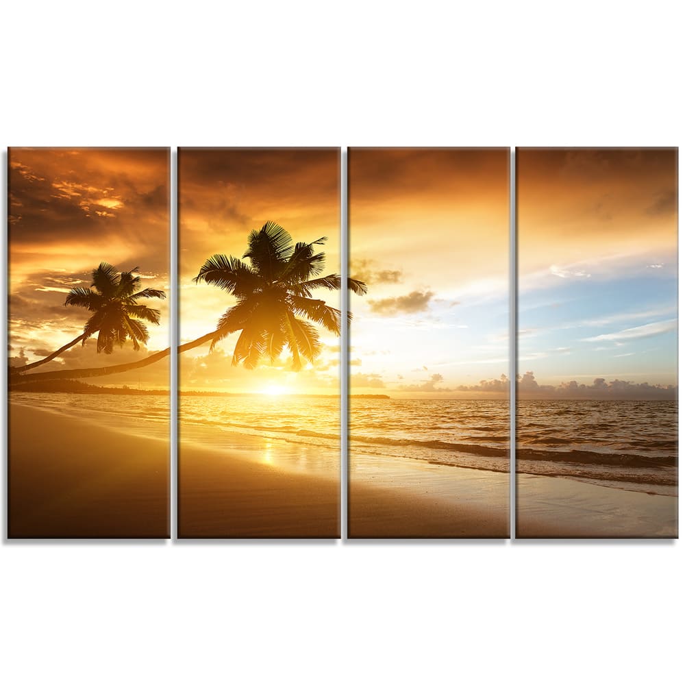 Caribbean Seashore Sunset - Seascape Photo Canvas Art Print - On Sale ...