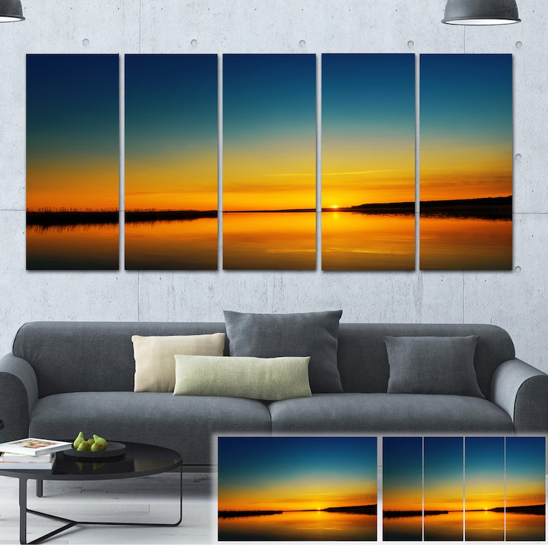 Orange Sunset Over River - Skyscape Photography Canvas Print - Bed Bath ...