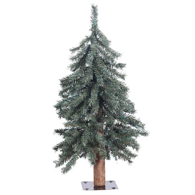 Vickerman Green PVC 2-foot Unlit Natural Bark Alpine Artificial Christmas Tree