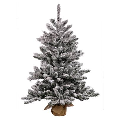 Vickerman 42-inch Flocked Anoka Pine Artificial Christmas Tree with 150 Warm White LED Lights
