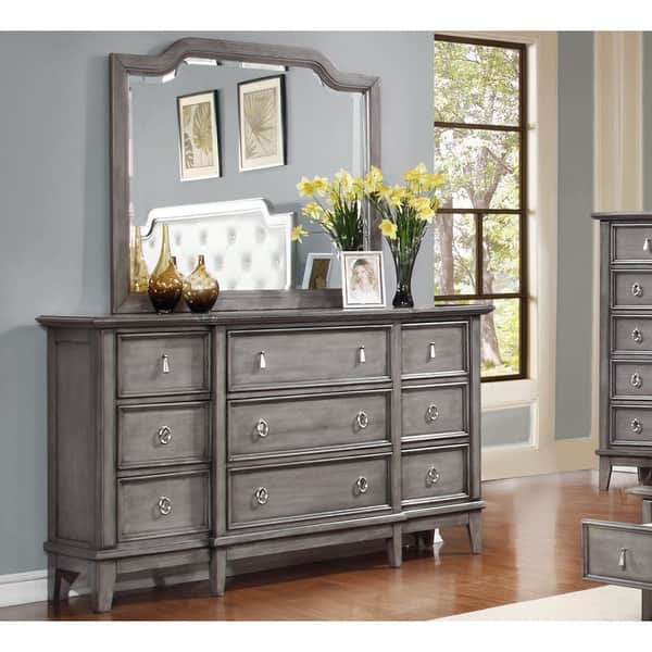 grey pine dresser LYKE Home Stassi Grey Metal, Pine, Veneer 9-drawer Dresser - Bed Bath &  Beyond