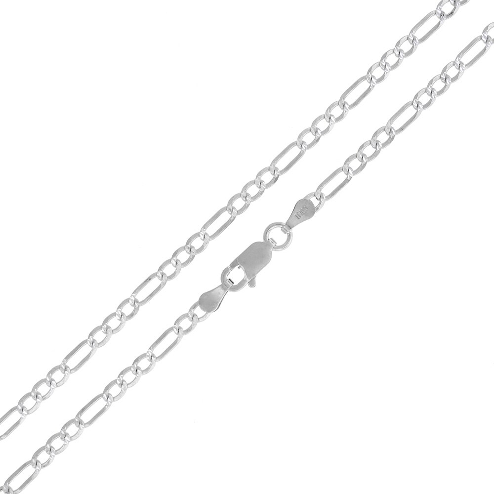 .925 Solid Sterling Silver 3MM Figaro Link Diamond-Cut Necklace Chain 16 .925 Solid Sterling Silver 3MM Figaro Link Diamond-Cut Necklace Chain 16