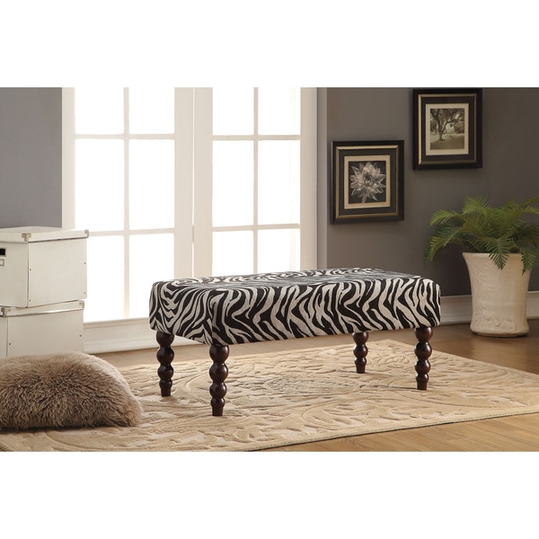 Alysha Leopard Black Fabric Rubberwood Bench Free Shipping Today Overstock