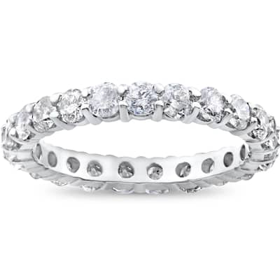 14k White Gold 2ct TDW Prong Diamond Eternity Stackable Wedding Ring