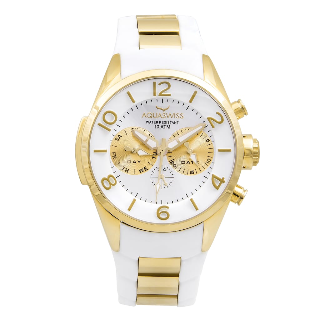 Aquaswiss Unisex Trax 5H White/ Gold Stainless Steel Watch