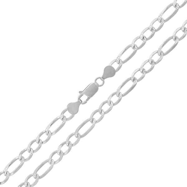 925 Solid Sterling Silver 5MM Figaro Link Diamond-Cut Necklace 925 Solid Sterling Silver 5MM Figaro Link Diamond-Cut Necklace