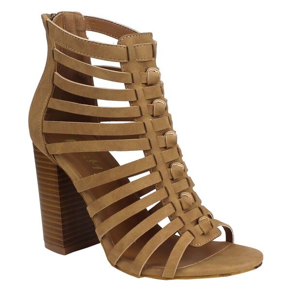 tan caged heels