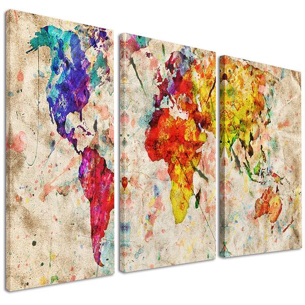 Shop Vintage World Map Watercolor Maps Painting Canvas Art Print