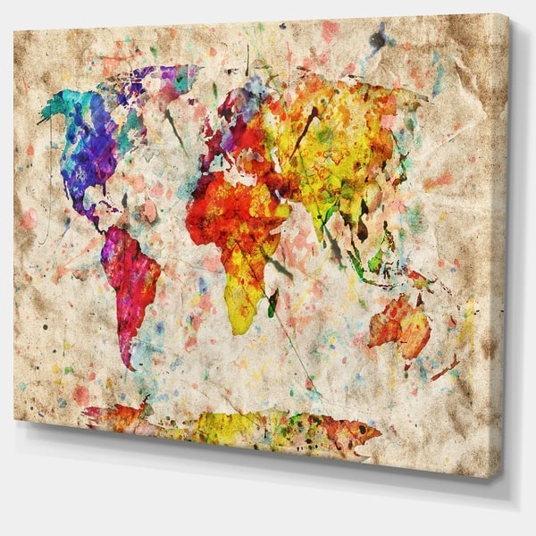 Shop Vintage World Map Watercolor Maps Painting Canvas Art Print