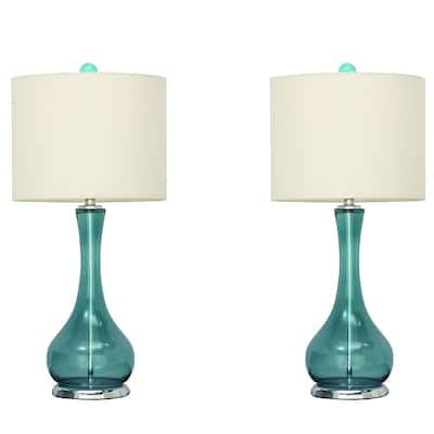 Urban Designs Mykonos Blue Glass Table Lamp (Set of 2)