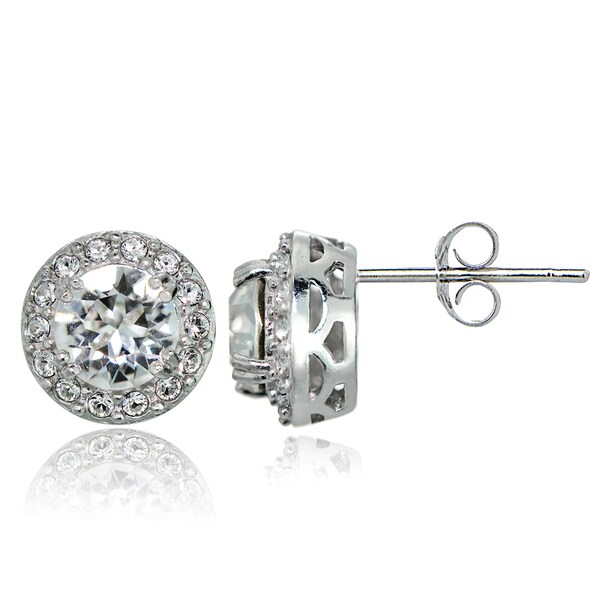 halo stud earrings with swarovski elements