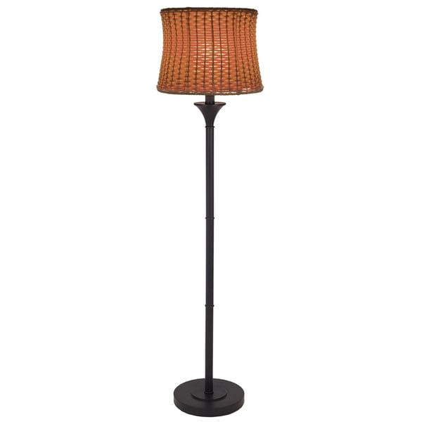 River of Goods Brown Metal/Plastic 59.5-inch Basketweave Outdoor Floor Lamp