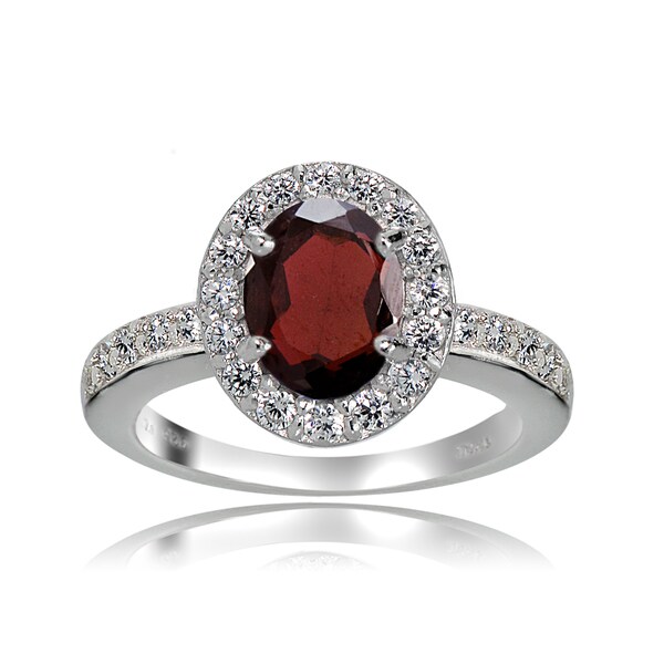 Glitzy Rocks Sterling Silver Gemstone Birthstone Oval Halo Ring