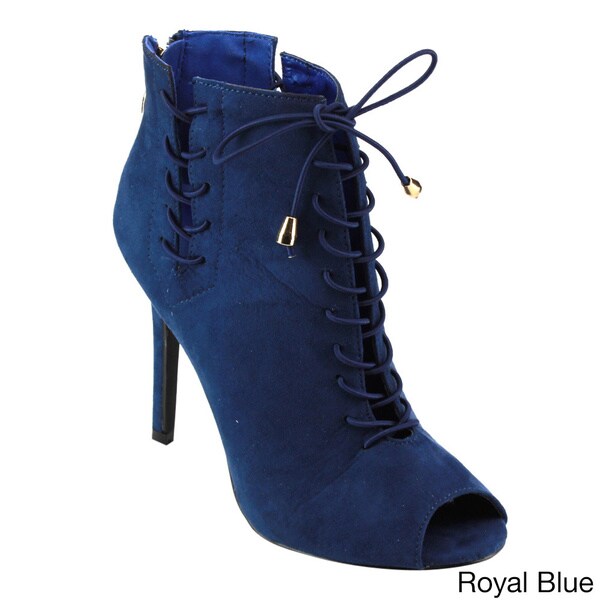 royal blue peep toe booties