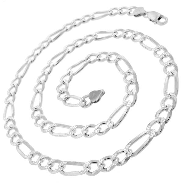 Jewels By Lux Sterling Silver 7.5mm Polished Flat Figaro Chain Jewels By Lux Sterling Silver 7.5mm Polished Flat Figaro Chain