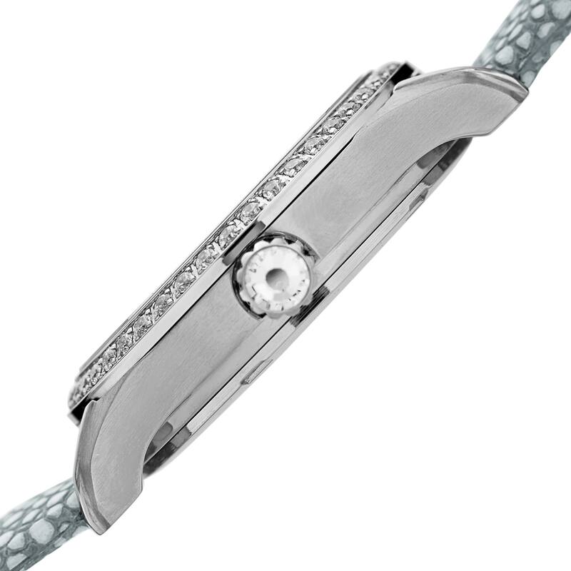 Burgi Women's Quartz Multifunction Crystal Leather Gray Strap Watch