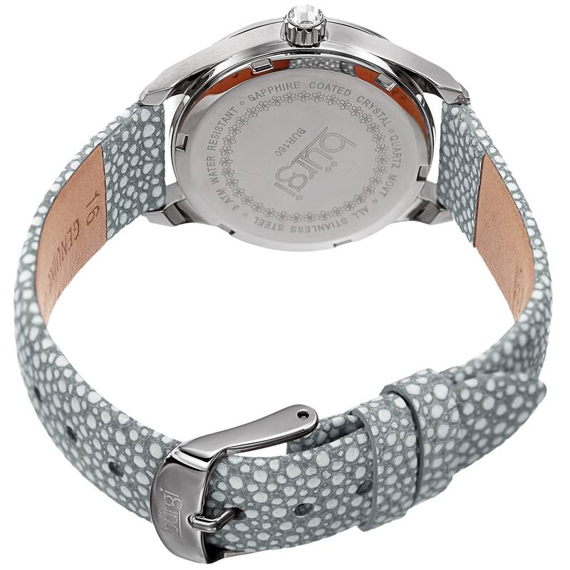 Burgi Women's Quartz Multifunction Crystal Leather Gray Strap Watch