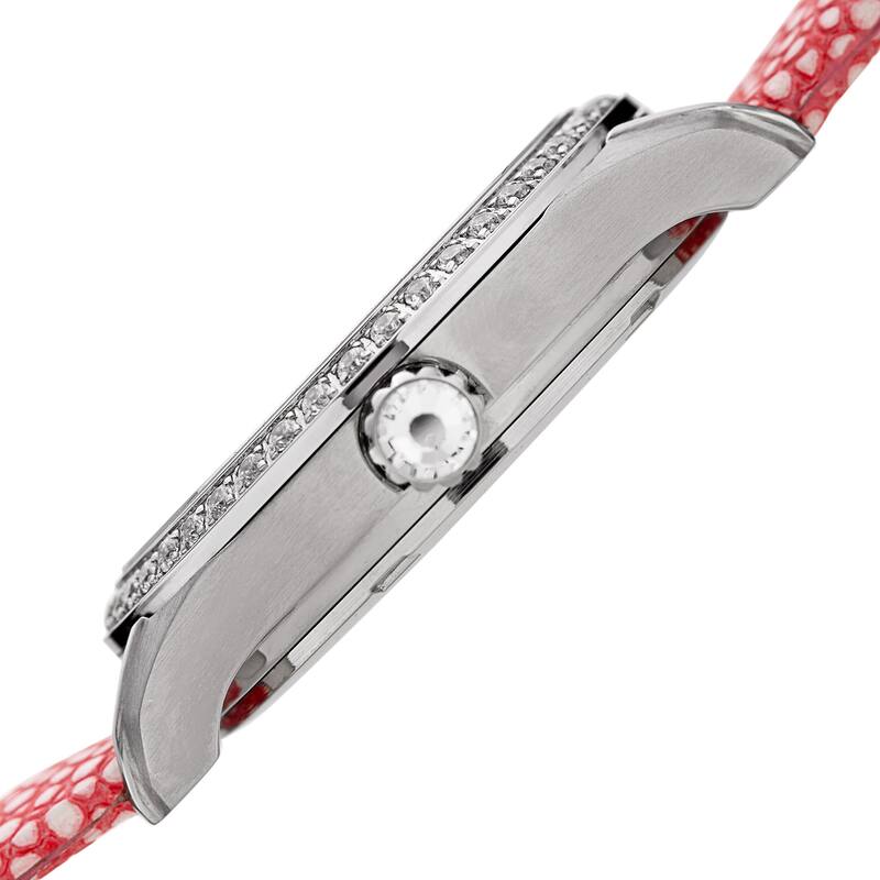 Burgi Women's Quartz Multifunction Crystal Leather Pink Strap Watch