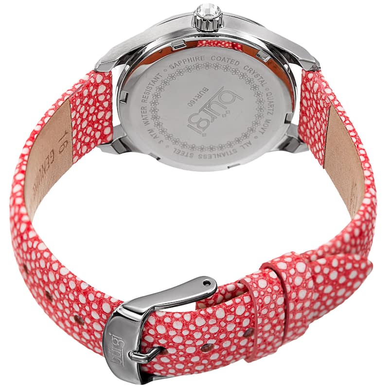 Burgi Women's Quartz Multifunction Crystal Leather Pink Strap Watch