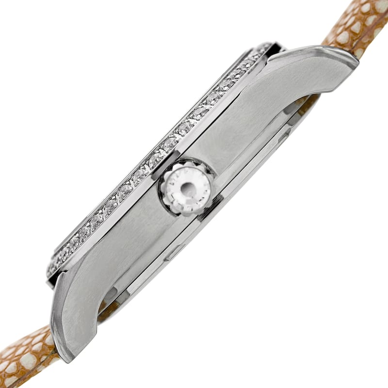 Burgi Women's Quartz Multifunction Crystal Leather Yellow Strap Watch