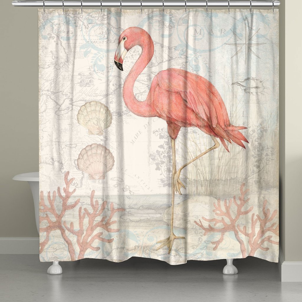 Laural Home Flamingo Shower Curtain 71 X 74