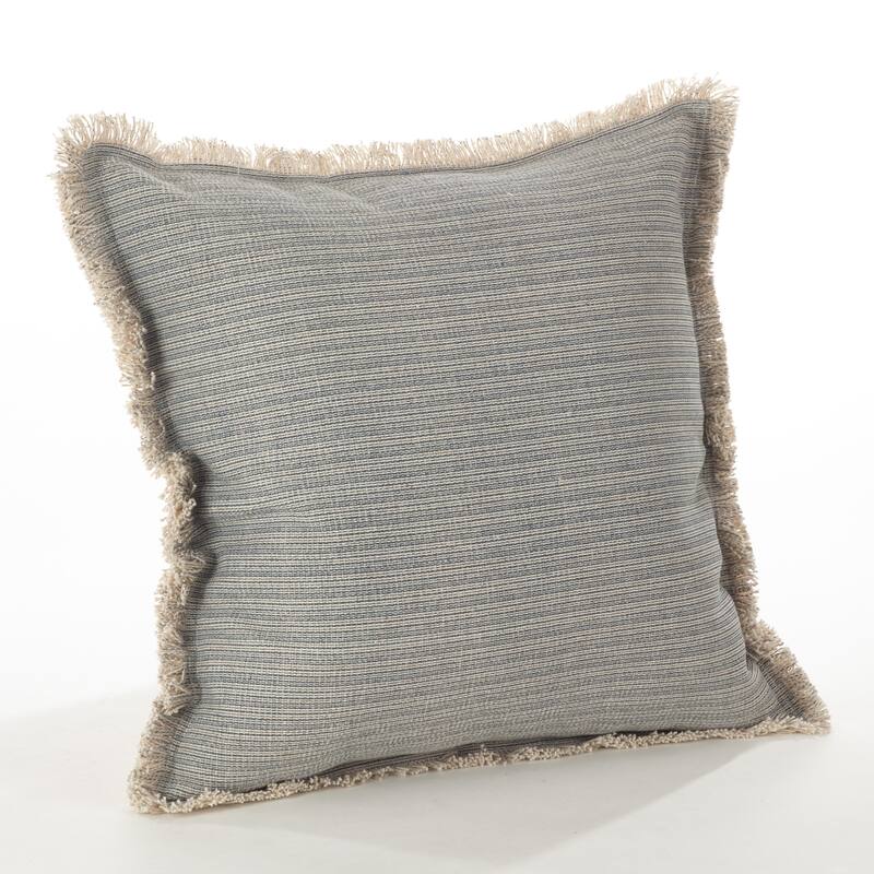 Canberra Collection Fringed Pinstriped Down Filled Cotton Throw Pillow