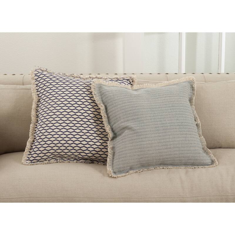 Canberra Collection Fringed Morrocan Down Filled Cotton Throw Pillow