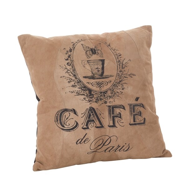 The Corium Collection Printed Design Leather Poly Filled Throw Pillow