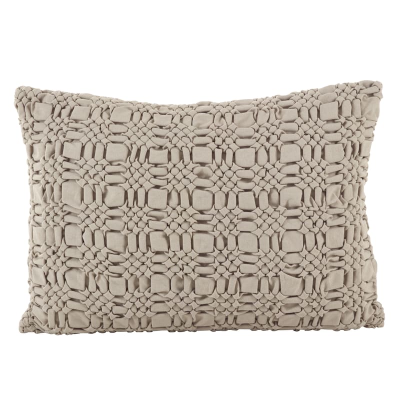 Brisbane Collection Smocked Design Down Filled Cotton Throw Pillow