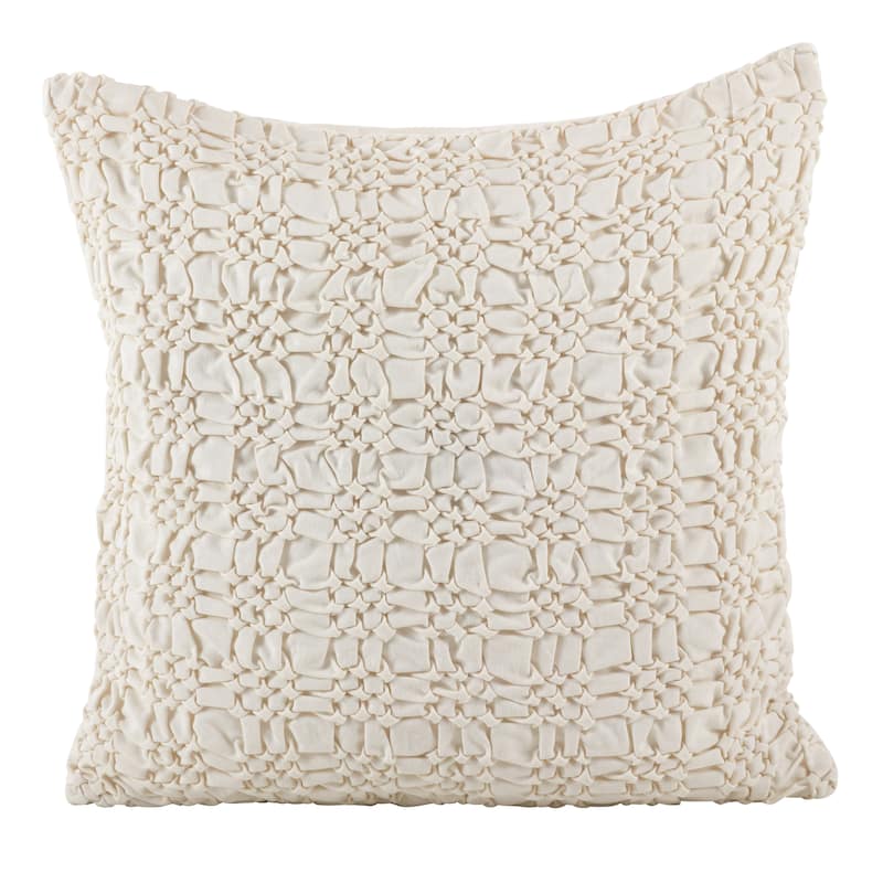 Brisbane Collection Smocked Design Down Filled Cotton Throw Pillow