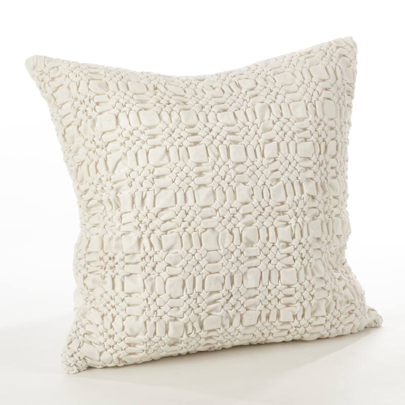 Brisbane Collection Smocked Design Down Filled Cotton Throw Pillow