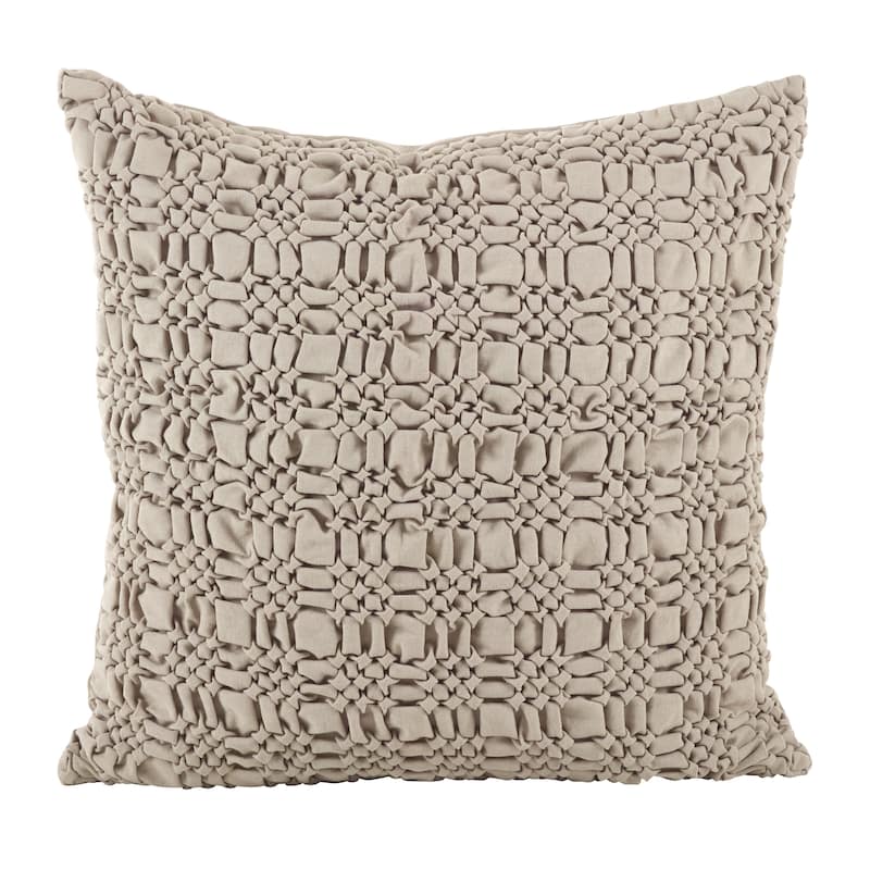 Brisbane Collection Smocked Design Down Filled Cotton Throw Pillow