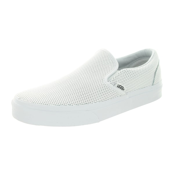 Vans Unisex Classic White Perforated Leather Slip-On Skate Shoe - Free ...