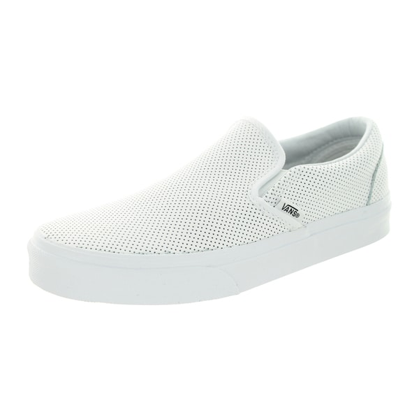 all white leather vans slip on