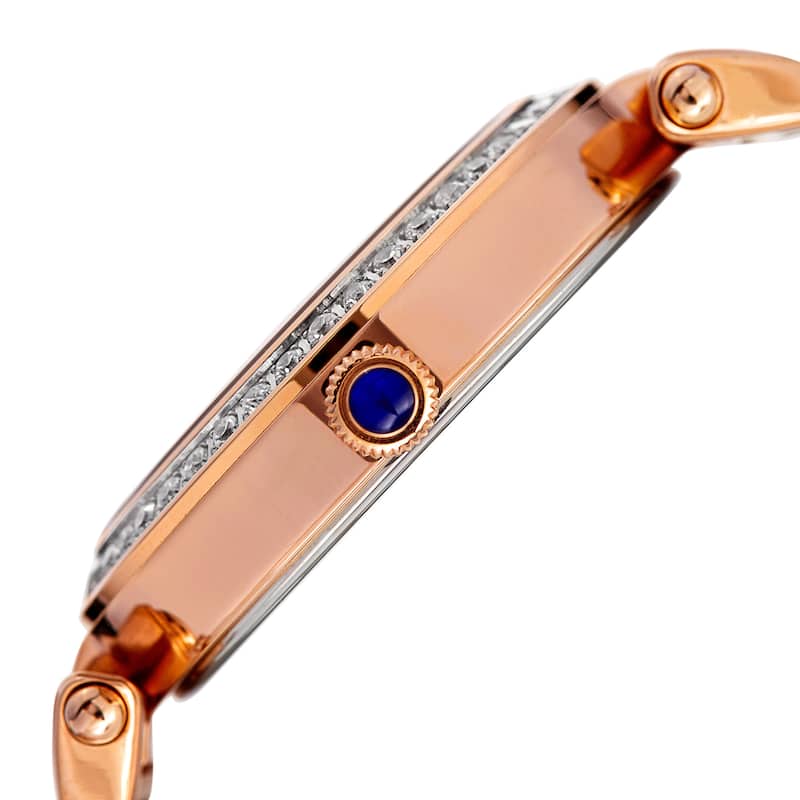 Burgi Women's Quartz Swarovski Crystal Stainless Steel Rose-Tone Bracelet Watch