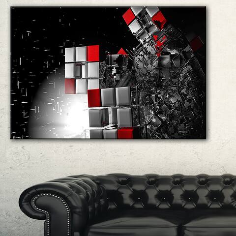 Fractal 3D Red White Cubes - Abstract Art Canvas Print