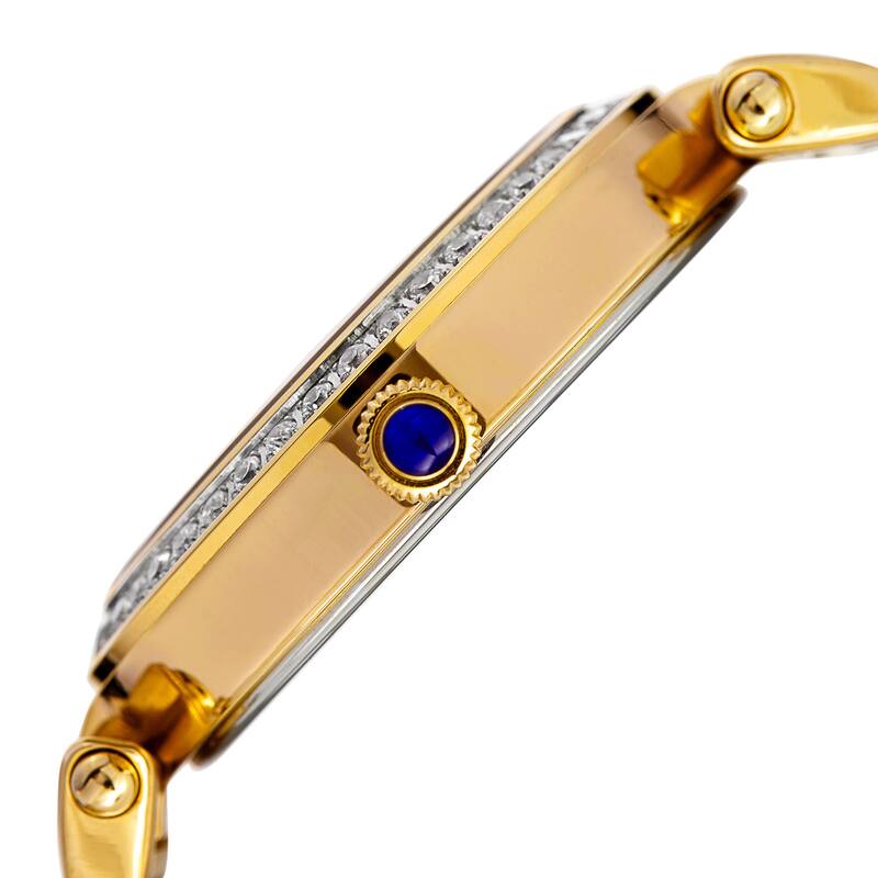 Burgi Women's Quartz Swarovski Crystal Stainless Steel Gold-Tone Bracelet Watch