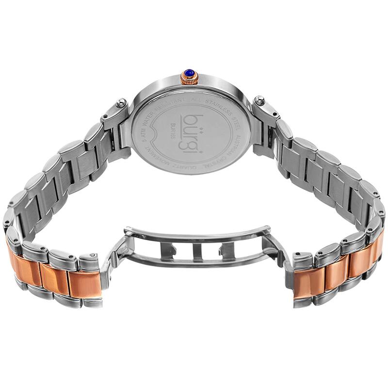 Burgi Women's Quartz Swarovski Crystal Stainless Steel Two-Tone Bracelet Watch