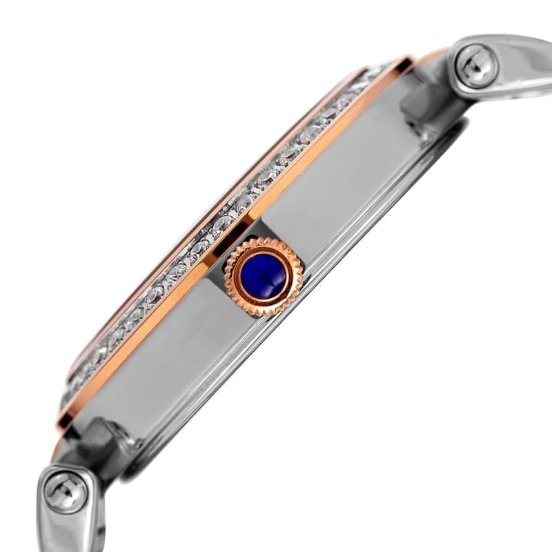 Burgi Women's Quartz Swarovski Crystal Stainless Steel Two-Tone Bracelet Watch