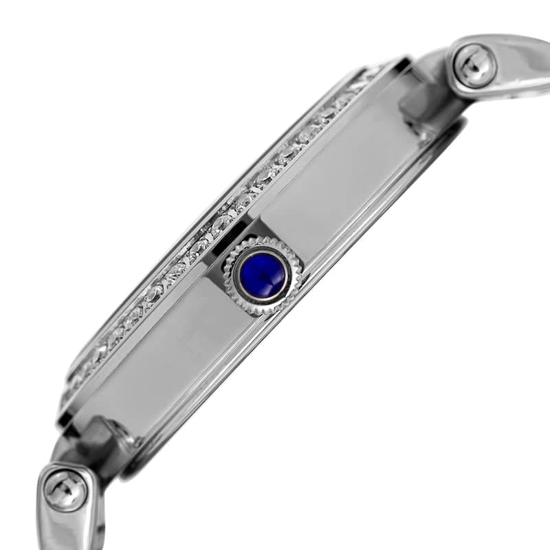 Burgi Women's Quartz Swarovski Crystal Stainless Steel Silver-Tone Bracelet Watch