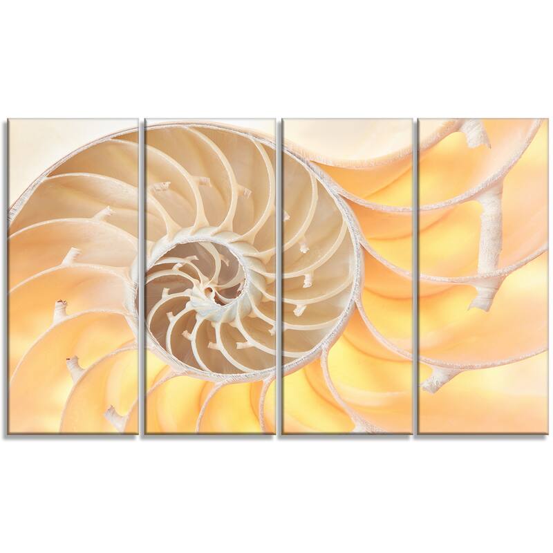 Golden Nautilus Shell Pattern - Abstract Art Canvas Print