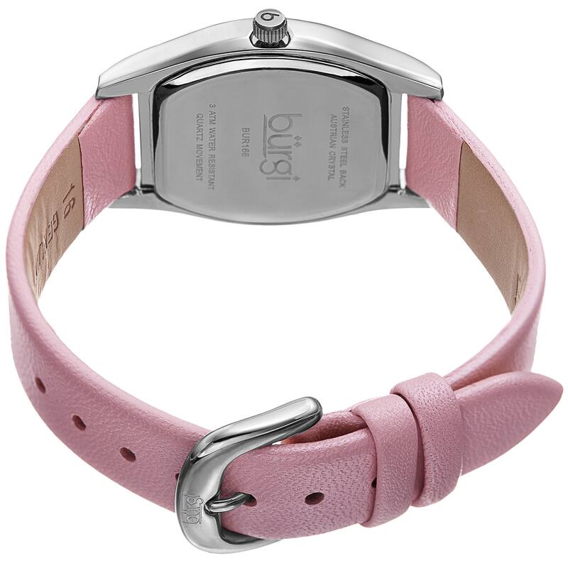 Burgi Women's Quartz Swarovski Crystal Leather Pink Strap Watch