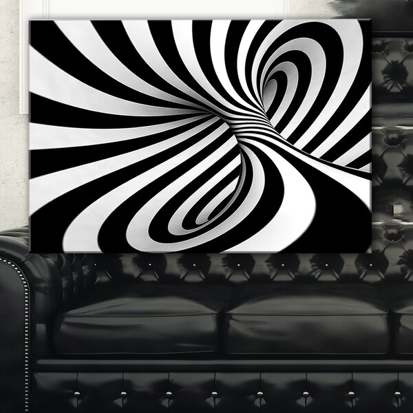 Spiral Black n' White Abstract Art Canvas Print Free