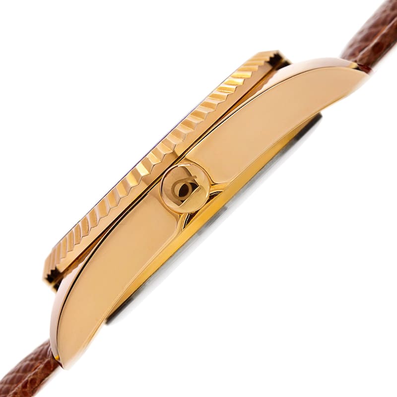 Burgi Women's Quartz Crystal Easy-to-Read Tan Leather Strap Watch