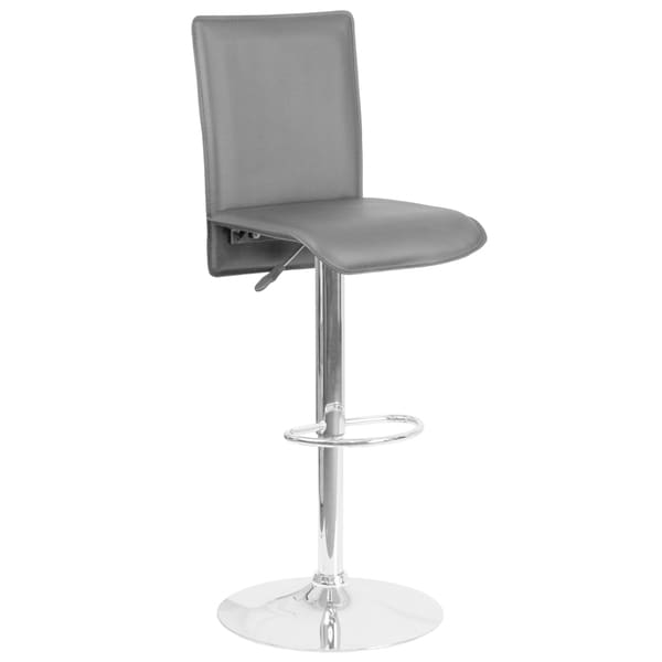 Contemporary Vinyl Adjustable Height Swivel Bar Stool with Chrome Base