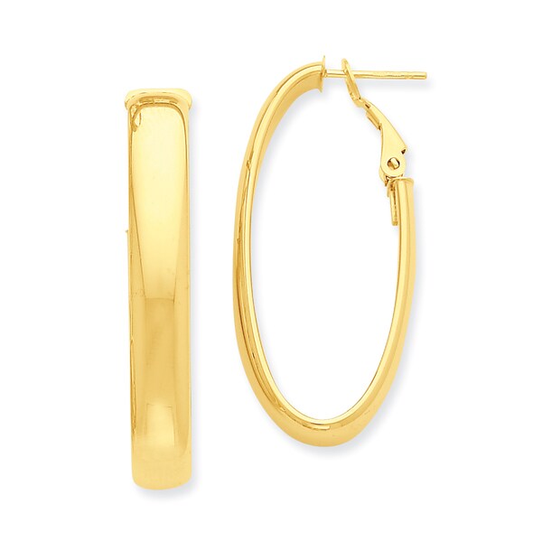 Shop Versil 14k Yellow Gold Oval Hoop Earrings Free Shipping Today