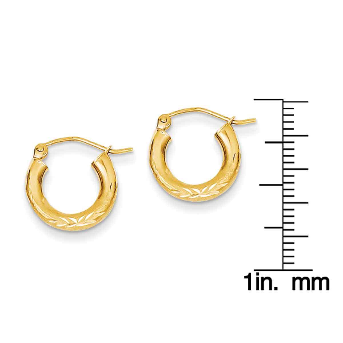 14mm Diameter 14k WhiteGold 3mm Thickness Diamond Cut Hoop Earrings 14mm Diameter 14k WhiteGold 3mm Thickness Diamond Cut Hoop Earrings